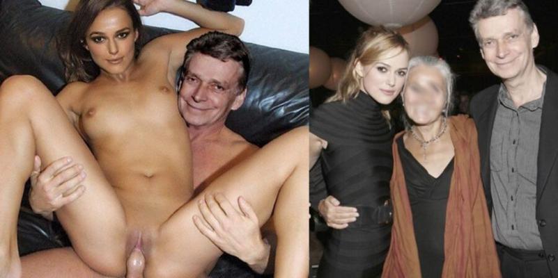Les célébrités font de l'inceste Keira Knightley est assise sur les genoux de son papa