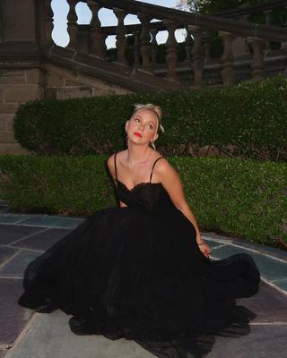 Jordyn Jones elegant black dress