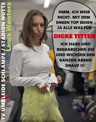 TV MILF Umkleide Schlampe Laura Wontorra, notgeile Stadion Nutte